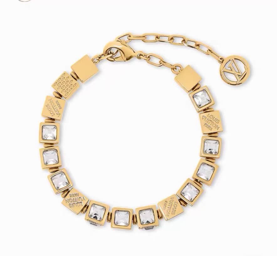 Louis Vuitton Gold Tone Crystal Bracelet
